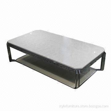 Rectangle table with marble top and stainless metal frame